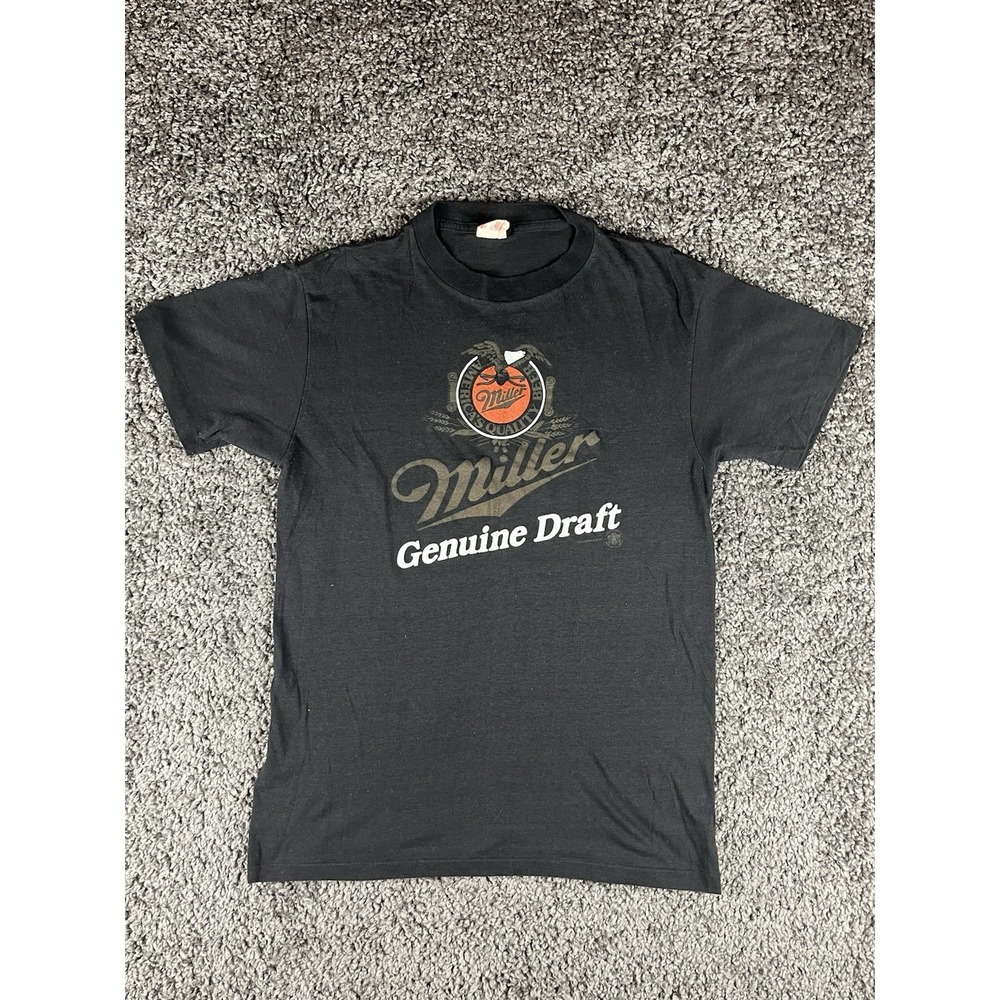Vintage 80's Miller Genuine Draft T Shirt Royal Tag Sz Large 42-44 (Fits S/M)